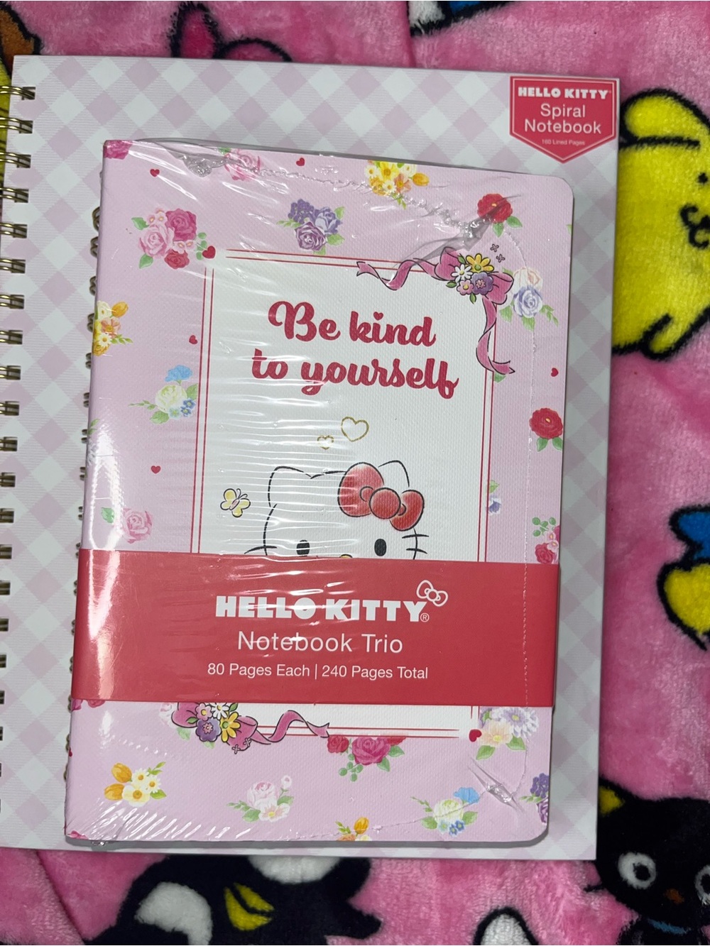 Hello Kitty Pink Floral Notebook Trio - 'Be Kind to Yourself'NEW NWT